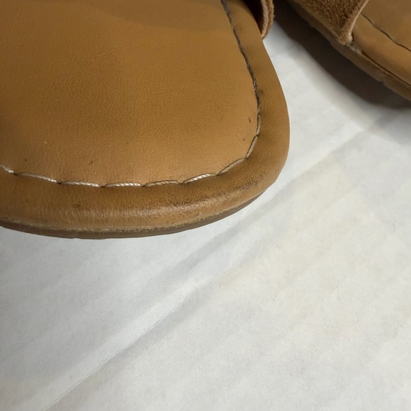 UGG Fonda Suede Slide Sandals Bow Thick Straps Chestnut 7.5 Brown - Picture 9 of 10